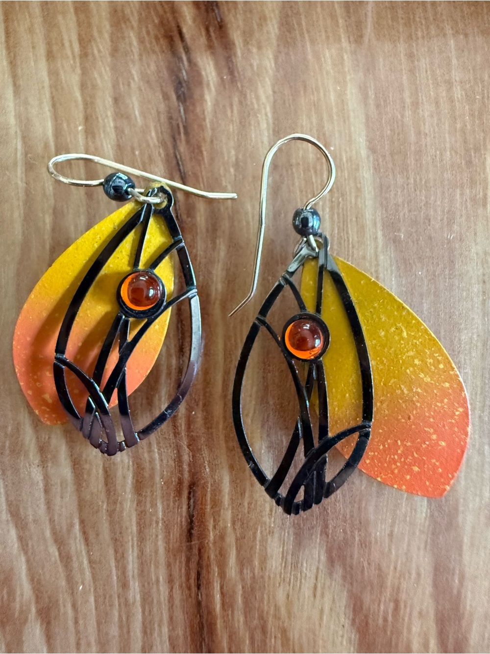 $3 Handcrafted Yellow Orange Teardrop Dangle Earrings